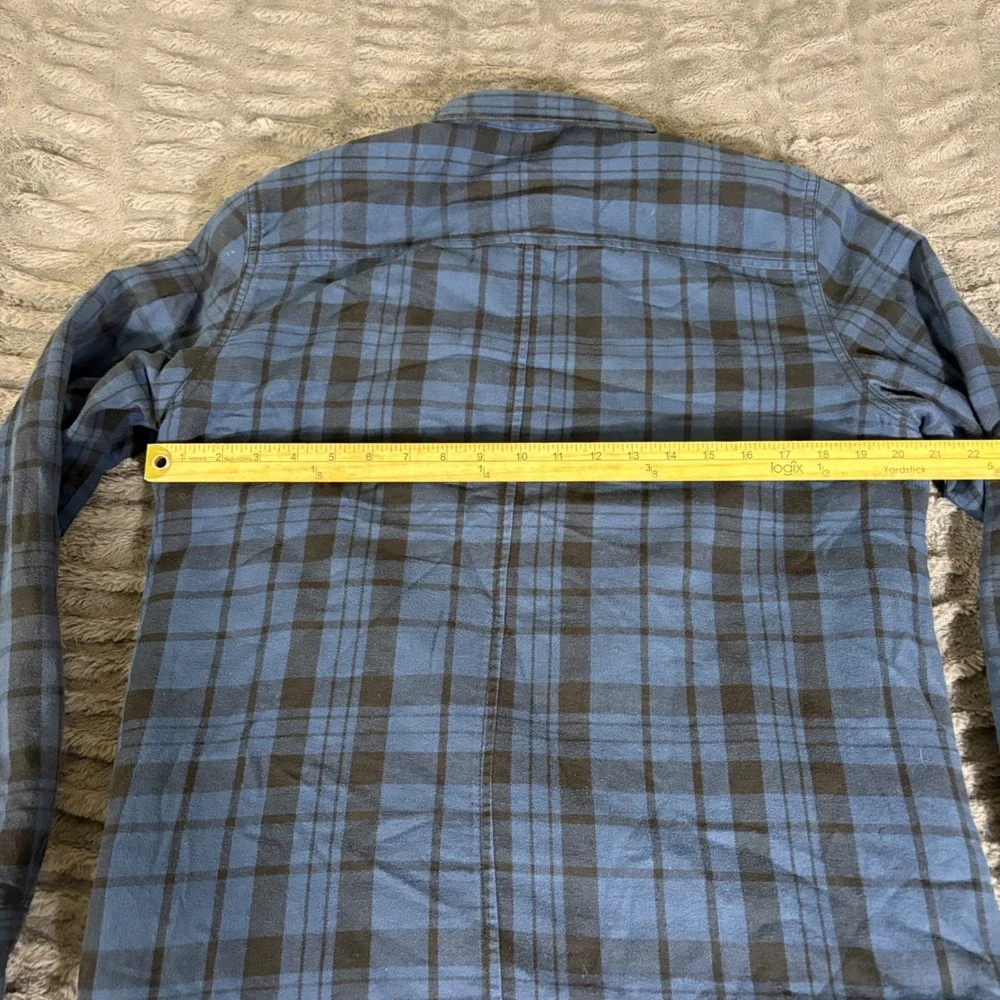 The North Face Mens Small Blue Plaid Sherpa Lined Flannel Shirt Jacket AR024